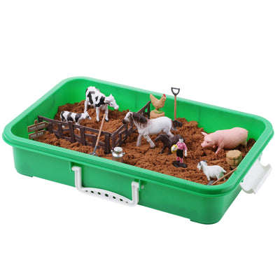 Farm Sand Play Set - Sensory Toys for Kids with 2 lbs of Sand, Farm Animals, Signs