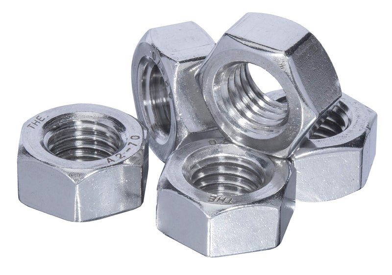 M3-.50 Metric Stainless Hex Nut, (100 Pack), 304 (18-8) Stainless Steel Nuts, DIN 934,