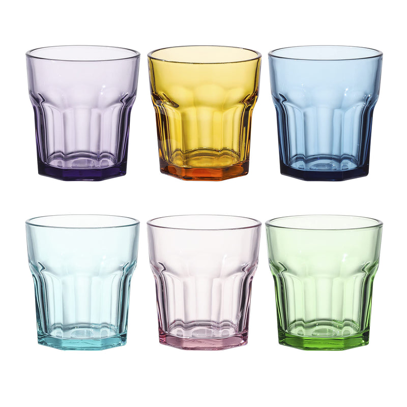 Double Old Fashioned Glasses Beverage Glass Cup,Colored Tumblers and Water Glasses,Set