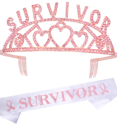 Breast Cancer Survivor Satin Sash, Survivor Tiara for celebrating Breast Cancer Surviving