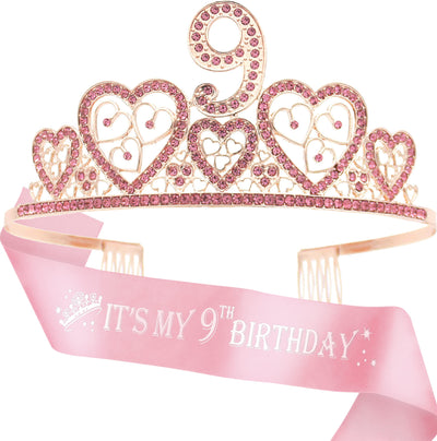 9th Birthday Decorations for Girls,9th Birthday,9th Birthday Tiara,9th Birthday Crowns