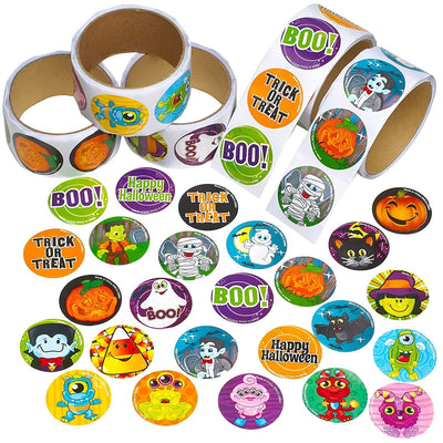 Kicko Halloween Sticker Roll for Kids - 500 Pcs Assorted Spooky Sheets - Party Favors