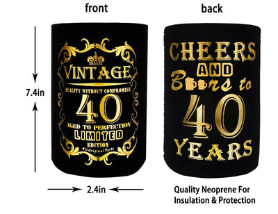 Cheers To 40th Years, 40th Birthday Can Cooler Bottle Cooler, 40th Birthday Gifts for Men