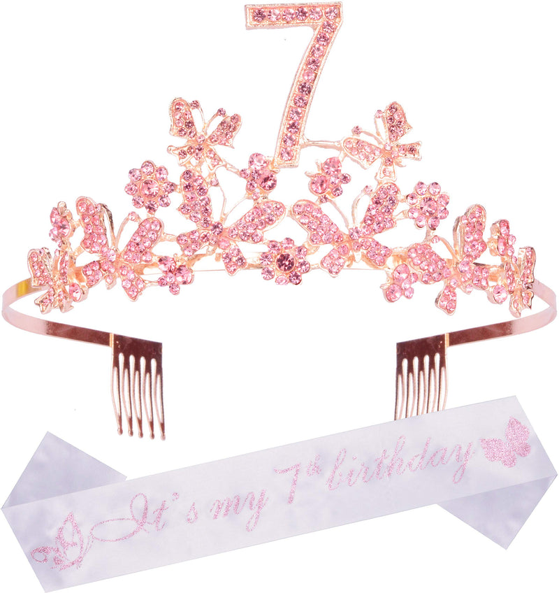 7th Birthday Gifts for Girls, 7th Birthday Tiara and Sash, Its My 7th Birthday Sash