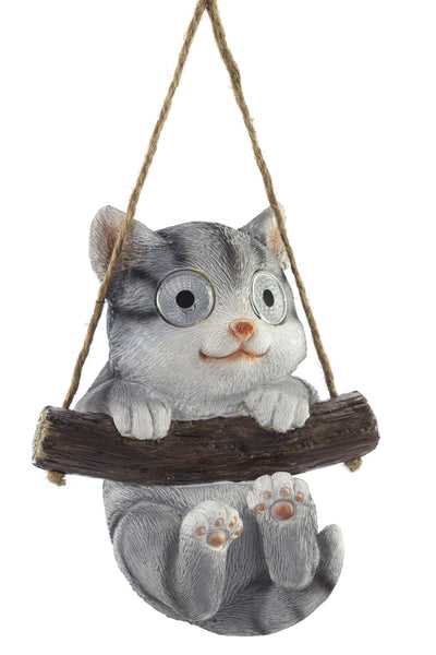 VP Home Rope Swing Kitten Solar Powered LED Outdoor Decor Garden