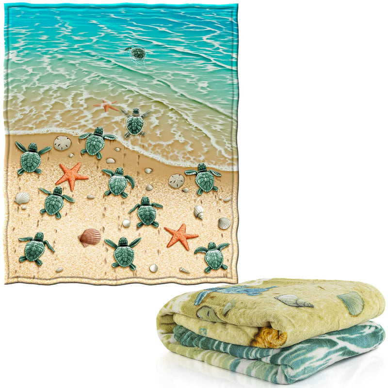 Turtles On The Beach Super Soft Plush Fleece Throw Blanket