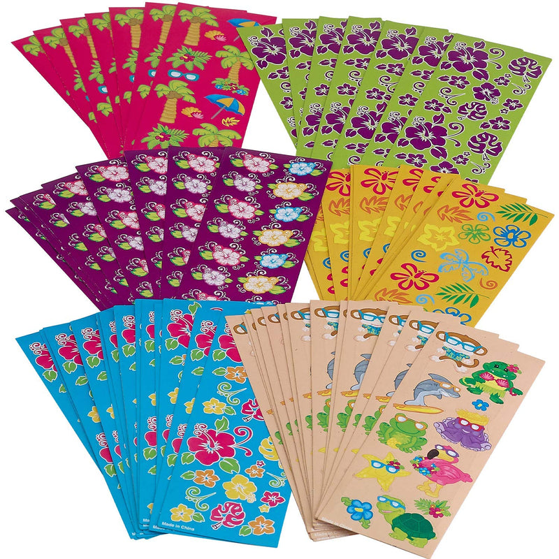 Kicko Assorted Tropical Stickers - 100 Sheets - Cool and Fun Summer Themed Scrapbook