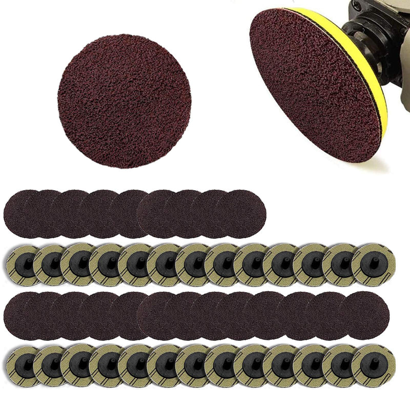 Katzco Roll Lock Sanding and Grinding Discs - 50 Pieces - 2 inch 36 Grit - for Use