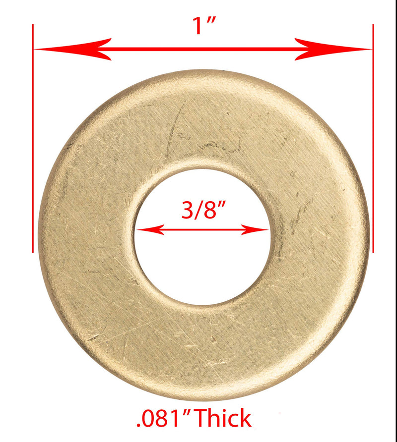 3/8" x 1" OD Brass Flat Washer, (25 Pack) - Choose Size, by Bolt