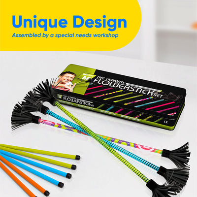 The Ultimate Flowerstick Set | Juggling Flowerstick Multicolor | Collapsible Sticks | with App and Online Video | Packed in Beautiful Gift Box