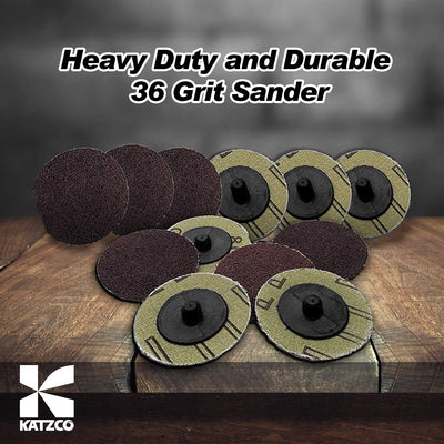 Katzco Quick Change Sanding Disc - 25 Piece Set of Heavy Duty and Durable 3 Inch 36 Grit