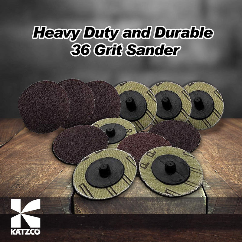 Katzco Quick Change Sanding Disc - 25 Piece Set of Heavy Duty and Durable 3 Inch 36 Grit