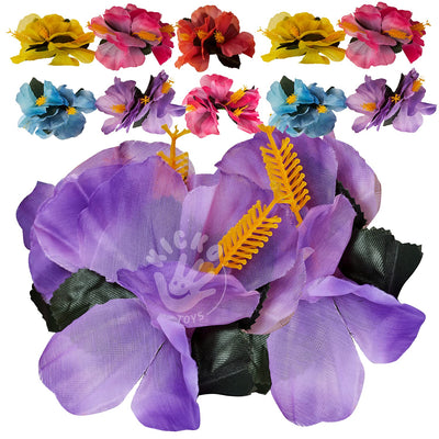 Kicko Hawaiian Flower Hair Clip, 12 Tropical Hibiscus Luau Hulahair Clip - Cool and Fun