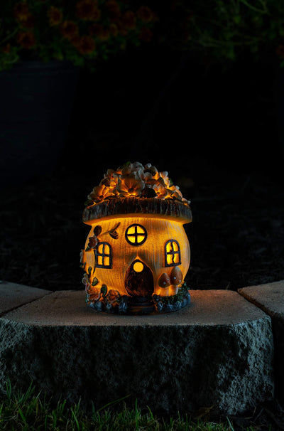 Gnome Fairy House Solar Powered LED Outdoor Decor Garden