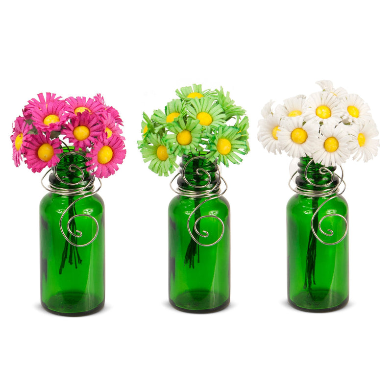 Vazzini Mini Vase Bouquet  Suction Cup Bud Bottle Holder with Flowers | Decorative