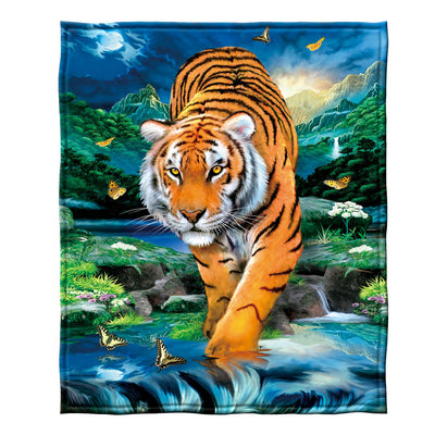 White Tiger Face Super Soft Plush Fleece Throw