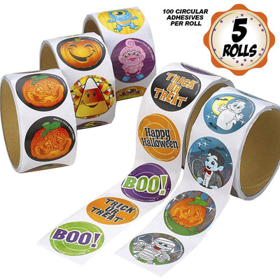 Kicko Halloween Sticker Roll for Kids - 500 Pcs Assorted Spooky Sheets - Party Favors