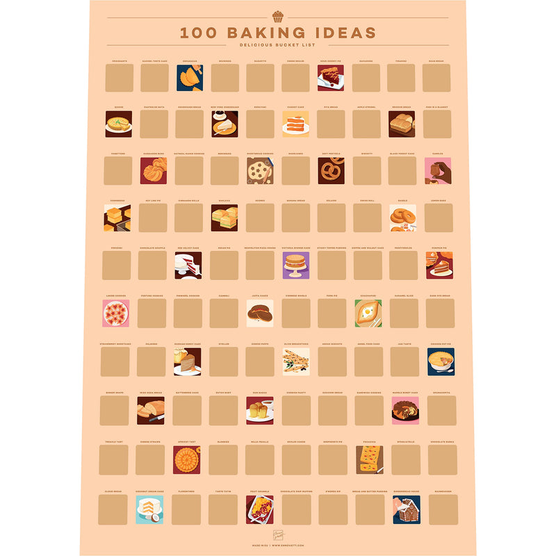 100 Baking Ideas Scratch Off Poster - Home Bakers&