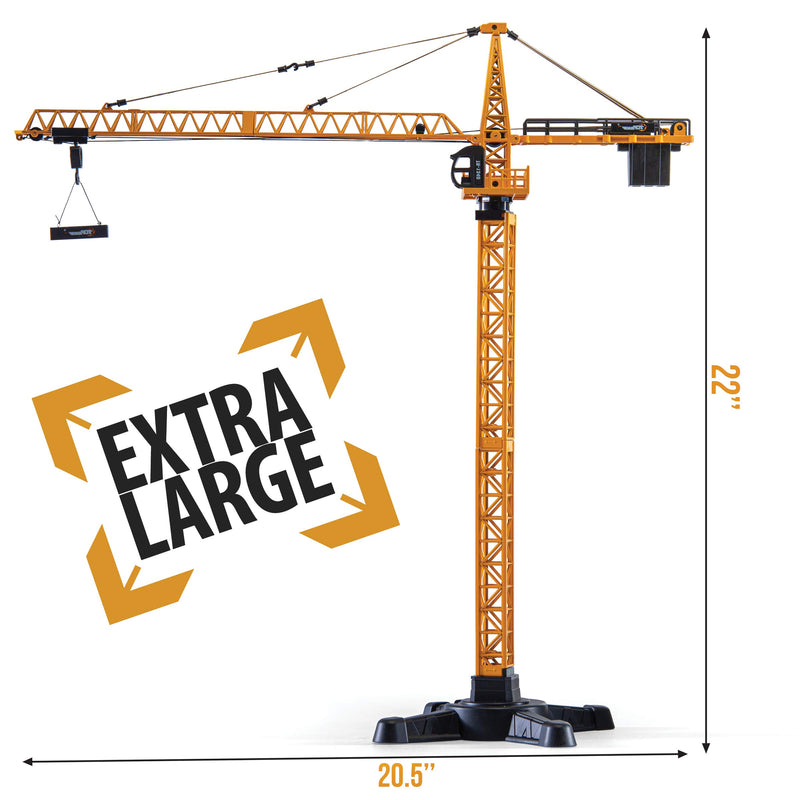 Top Race Metal Diecast Tower Crane Metal Construction Vehicles Model Toy for Kids