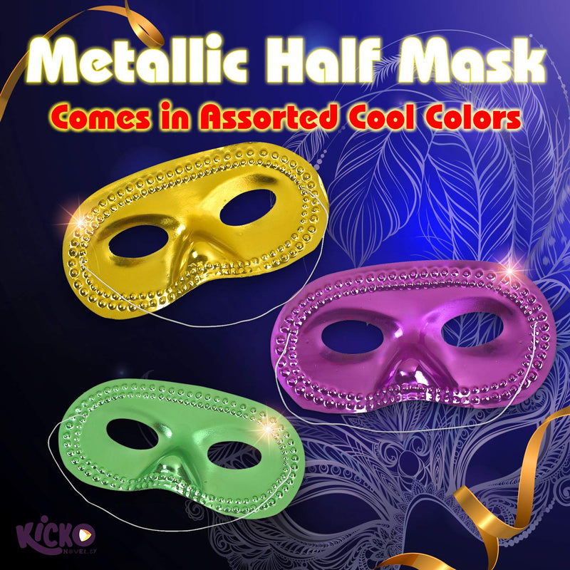 Kicko Metallic Half Mask Pack of 12 - Assorted Cool