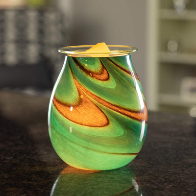 VP Home Radiant Art Glass Fragrance Warmer (Viridian Swirl