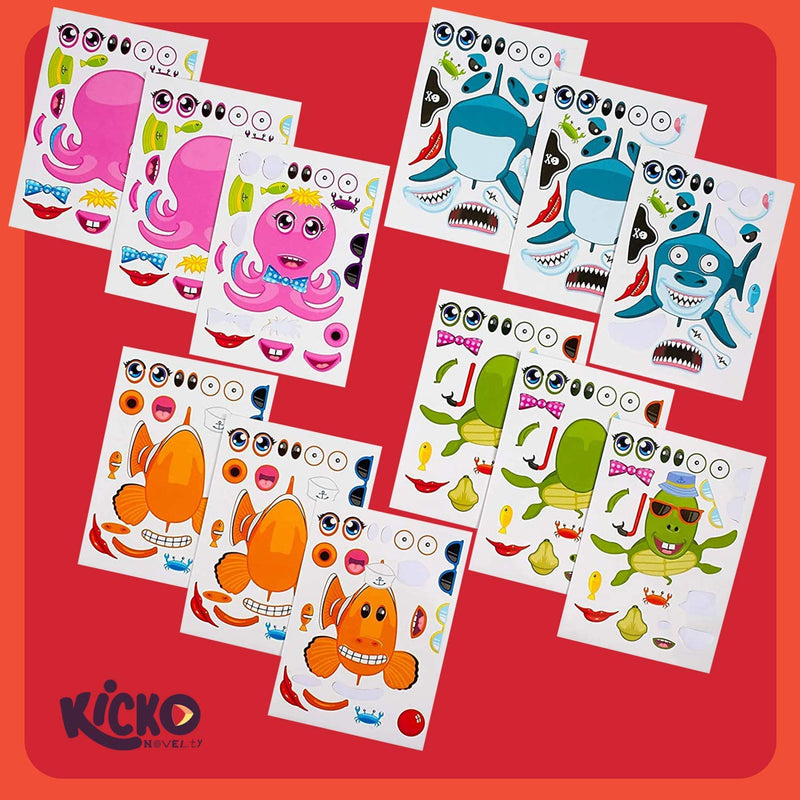 Kicko Make Your Own Sticker - 96 Stickers Assortment, Includes Zoo Animals, Cars, Sea