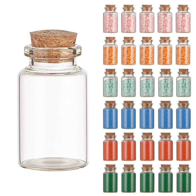 30Pcs Transparent Glass Message Vials with Cork Stoppers, Glass Wish Bottles, Tiny Small