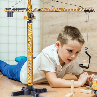 Top Race Metal Diecast Tower Crane Metal Construction Vehicles Model Toy for Kids