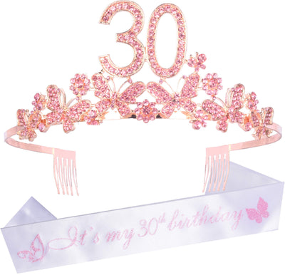 30th Birthday Gifts for Women, 30th Birthday Tiara and Sash, Its My 30th Birthday Sash