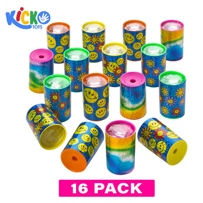 Kicko Mini Kaleidoscope Prism Toy 1.75 Inches - Pack of 16 - Assorted Colors and Designs