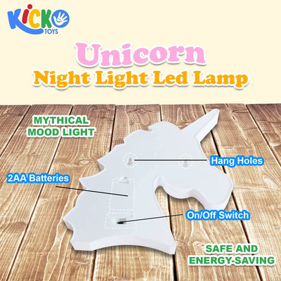 Kicko Unicorn Night Light LED Lamp - 1 Piece - Battery Operated 9.75 Inch Light Box