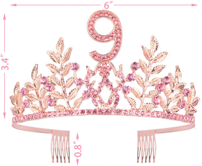 9th Birthday Gifts for Girls, 9th Birthday Tiara and Sash, 9 Fabulous Sash and Crystal