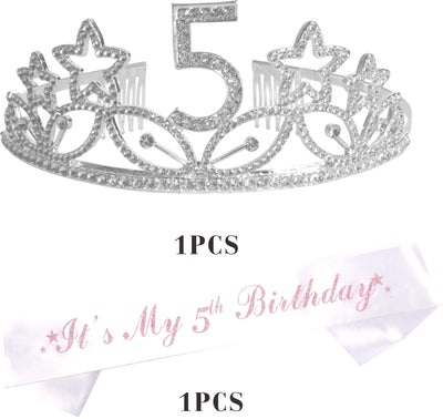 5Th Birthday For Girl, 5Th Birthday Girl Tiara And Sash, 5 Year Old Birthday Party