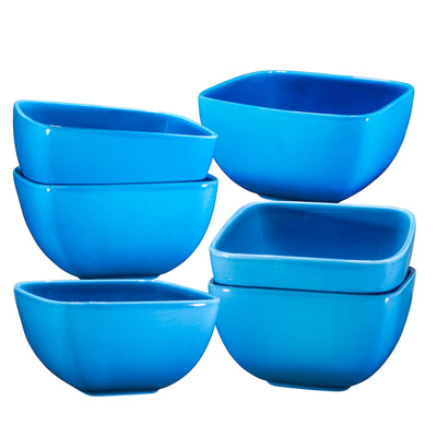 Large Ceramic Square Bowl Set - 26 Ounce for Pasta, Cereal, Soup and Berries - Set of 6