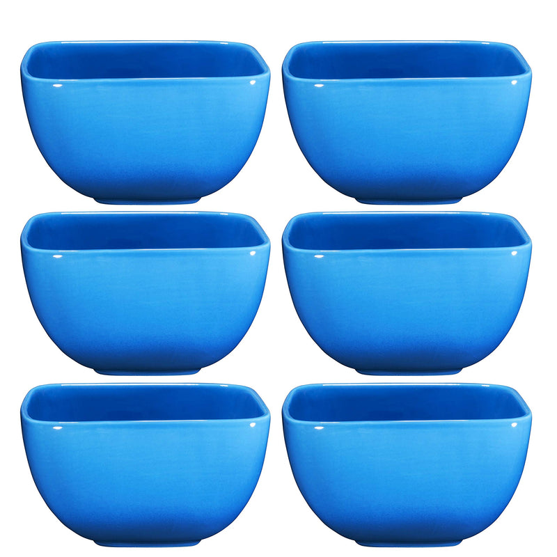 Large Ceramic Square Bowl Set - 26 Ounce for Pasta, Cereal, Soup and Berries - Set of 6