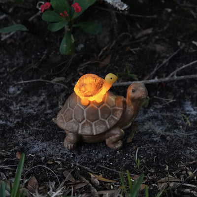 Mom and Baby Turtle Solar Powered LED Outdoor Decor Garden