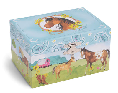 Jewelkeeper Girl's Musical Jewelry Storage Box with Spinning Horse, Barn Design, Home