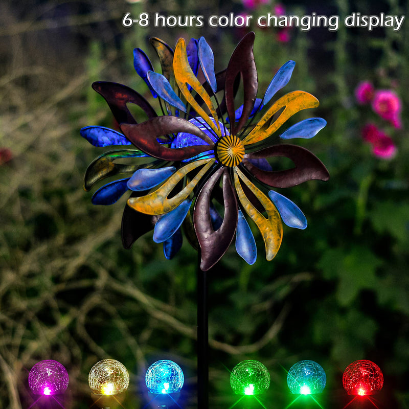 Solar Wind Spinner Venetian 75in Multi-Color Seasonal LED Lighting Solar Powered Glass