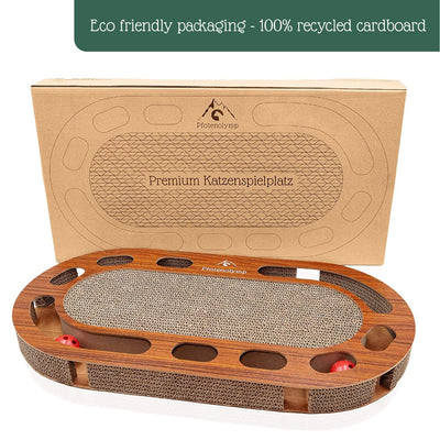 Pfotenolymp Cat Playground - Interactive Cat Toy/Scratching Board Made of Corrugated