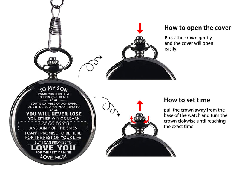 Son Gifts from Mom,To My Son Never Forget That I Love You,To My Son Pocket Watch from Mom