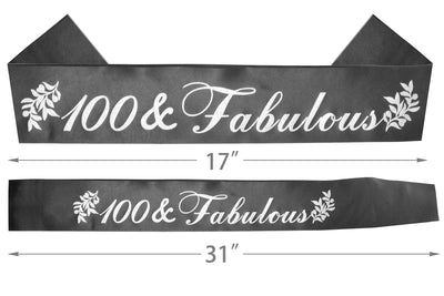 100th Birthday Gifts for Women, 100th Birthday Tiara and Sash, 100 Fabulous Sash