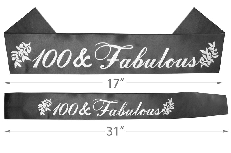 100th Birthday Gifts for Women, 100th Birthday Tiara and Sash, 100 Fabulous Sash