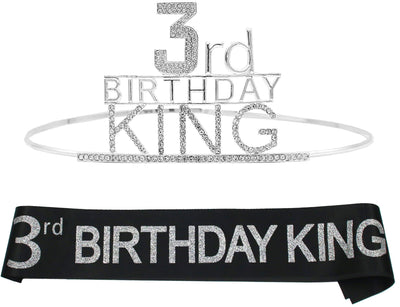 3rd Birthday King Crown,3rd Birthday Gifts for Boy,3rd Birthday King Sash, 3rd Birthday