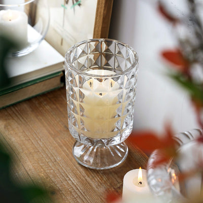 Crystal Glass Hurricane Votive Candle Holder, Thickened Glass Vase (6.3 X 7.9 Inch