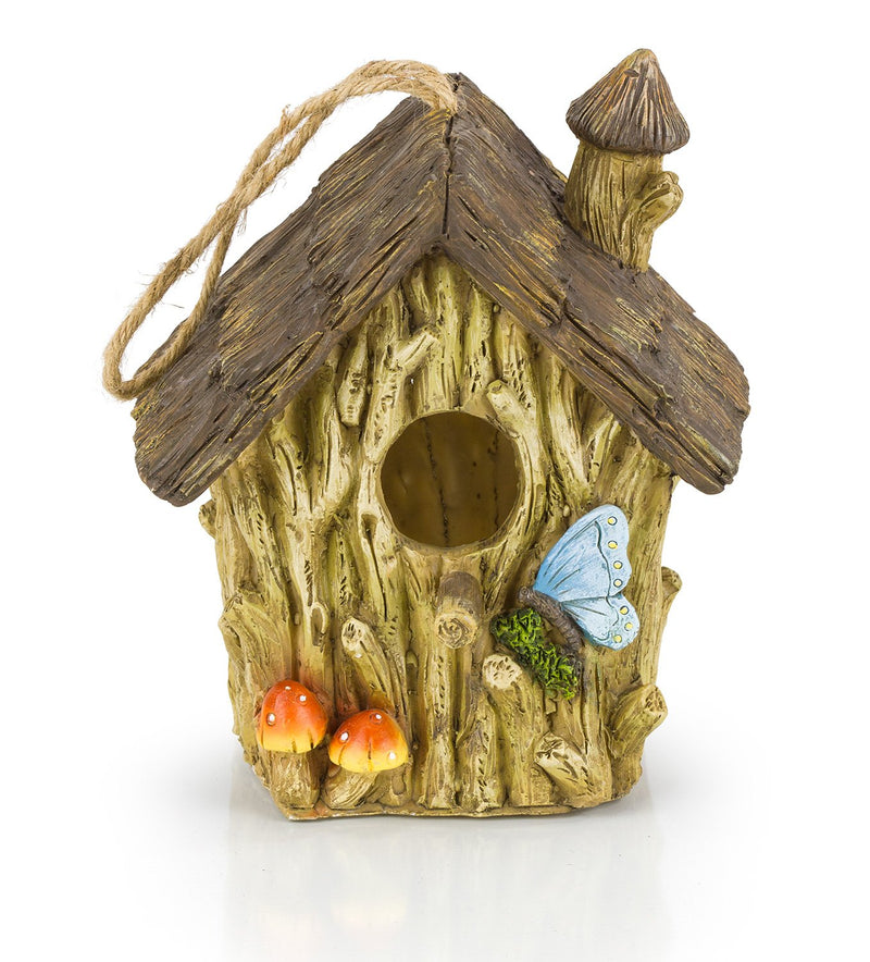 Butterfly and Mushrooms Bungalow Decorative Hand-Painted Bird