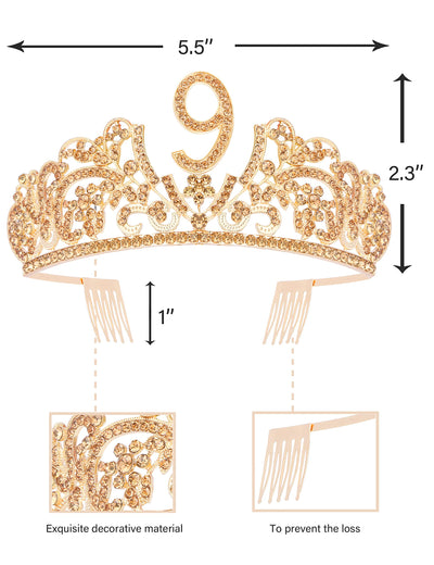 9th Birthday, 9th Birthday Gifts for Girls, 9th Birthday Tiara and Sash, 9th Birthday