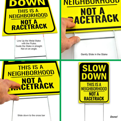 Bigtime Signs Slow Down Sign - This is a Neighborhood, Not a Racetrack - 4mm Double-Sided