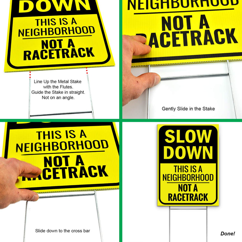 Bigtime Signs Slow Down Sign - This is a Neighborhood, Not a Racetrack - 4mm Double-Sided