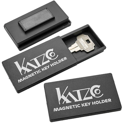 Katzco Magnetic Key Holder - 1.25 x 2.75 Inches - Rugged Black Plastic Cases with Strong Magnets