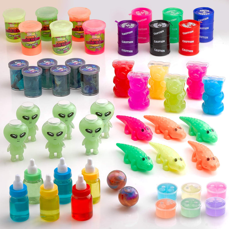 Kicko Putty and Slime Mega Pack - 50 Piece Assortment - Bottles and Cans of Colorful